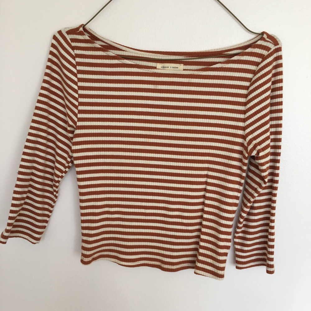 Stripped shirt white and brown size small